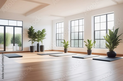 abstract empty yoga or fitness gym interior ready for a class