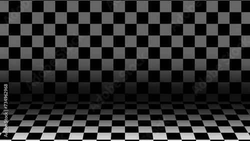 Animation of abstract black and white checkered moving background photo