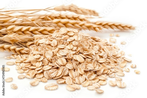 Oat crops on white background