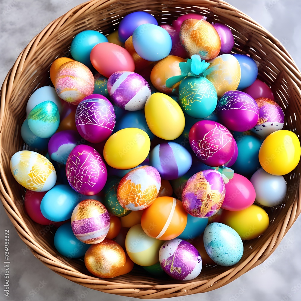 easter eggs in a basket easter eggs in a basket