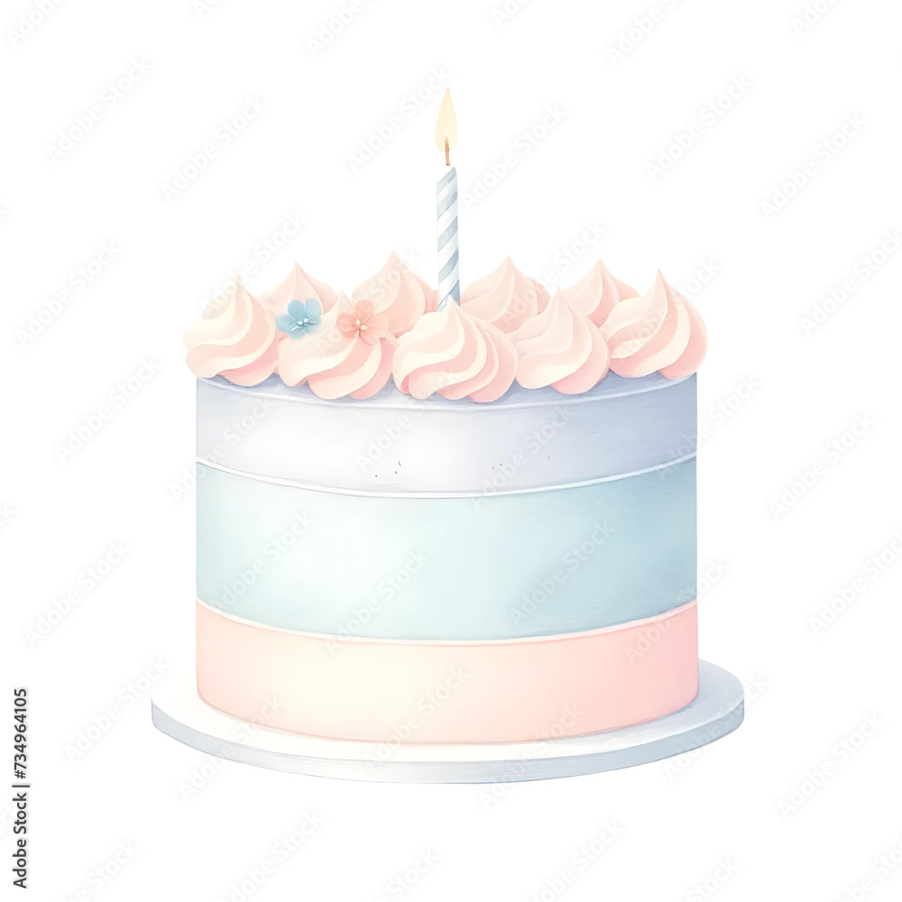 Pastel Birthday Party. Watercolor Illustration Clipart. Pastel Birthday Party. Watercolor Illustration Clipart.