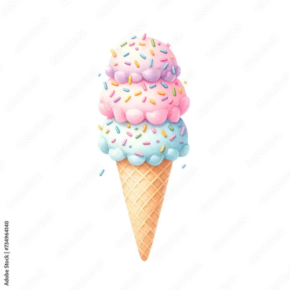 Pastel Birthday Party. Watercolor Illustration Clipart. Pastel Birthday Party. Watercolor Illustration Clipart.