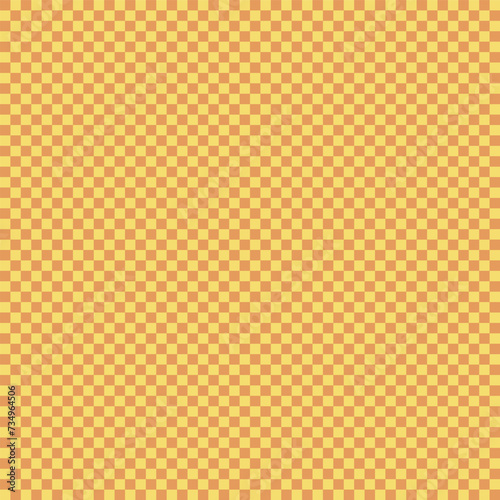 Groovy orange checkerboard small checks vector seamless pattern. Geometric abstract background.