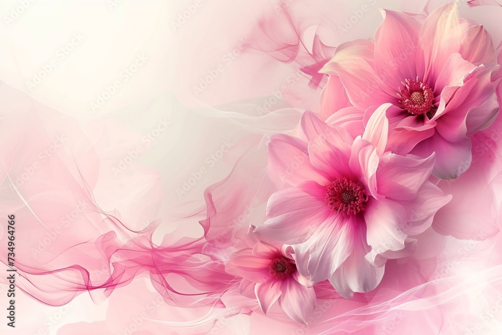 Pink flower composition, banner. Greeting card for mother's day, women's day, valentine's day, happy birthday