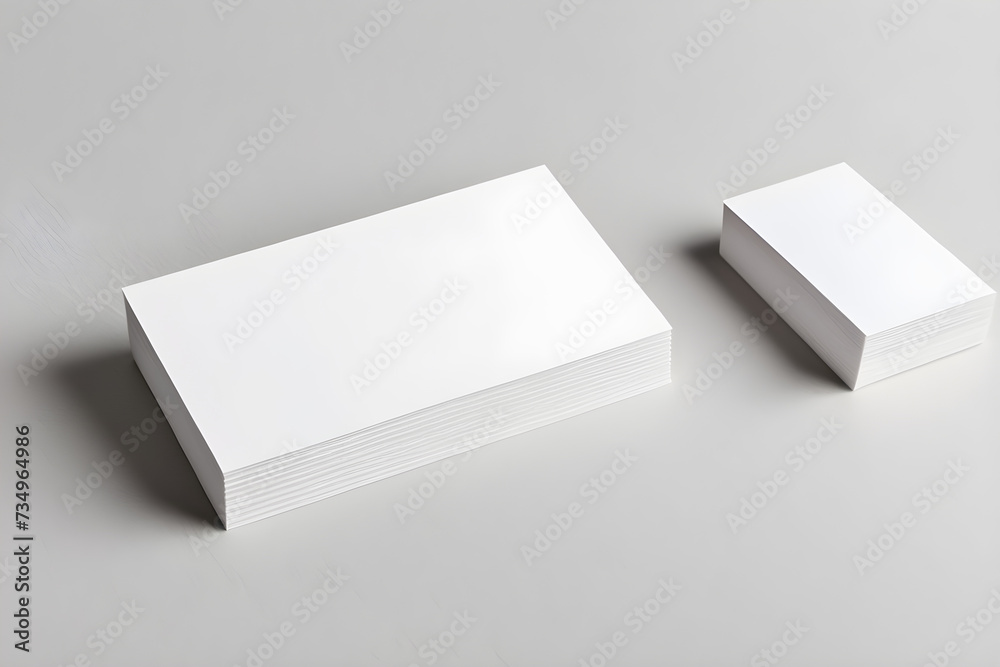 empty visiting card set mockup at white textured paper background no text empty visiting card set mockup at white textured paper background no text