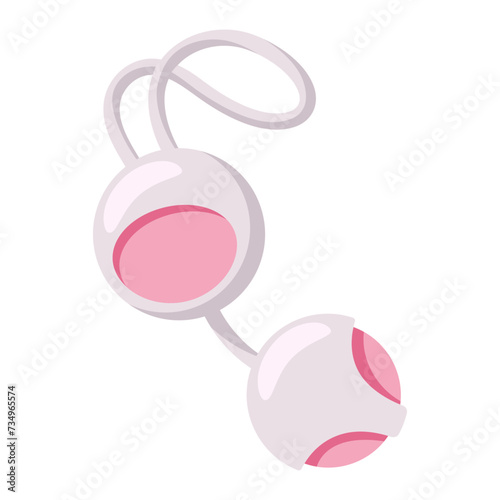Cute vaginal balls. Sex toy for women. Vector flat illustration.