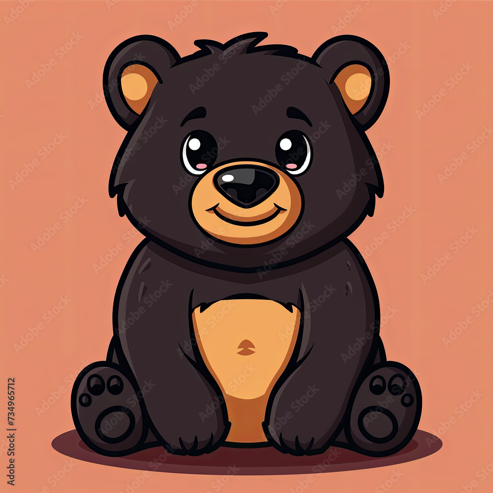 Fototapeta premium Cute baby bear cub illustration.