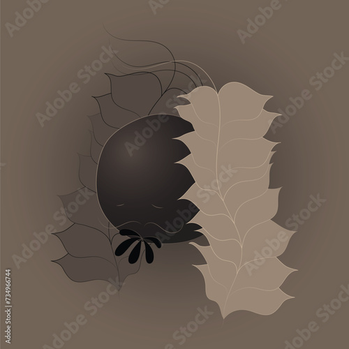 Flower and leaves illustration sketch hand drawing.