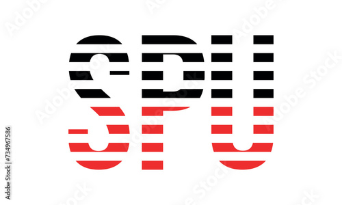 SPU three initial letter iconic line negative space minimal logo design vector template. monogram, abstract, wordmark, business, typography, minimalist, brand, company, flat, modern, unique, simple