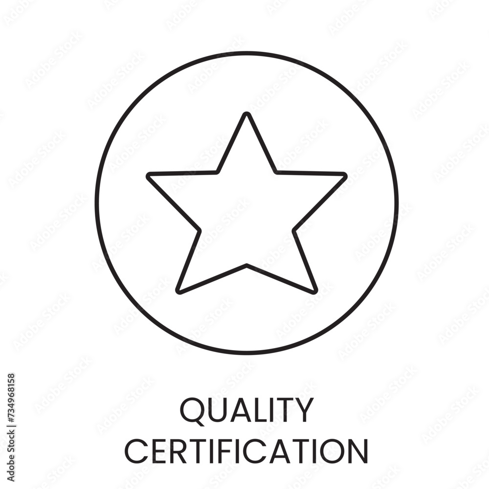 Quality certification line icon in vector with editable stroke for packaging