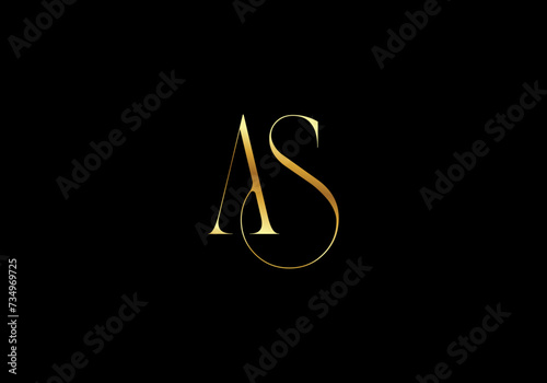 Logo Letter A S with Elegant Gold Color, monogram serif logo design. Editable Color