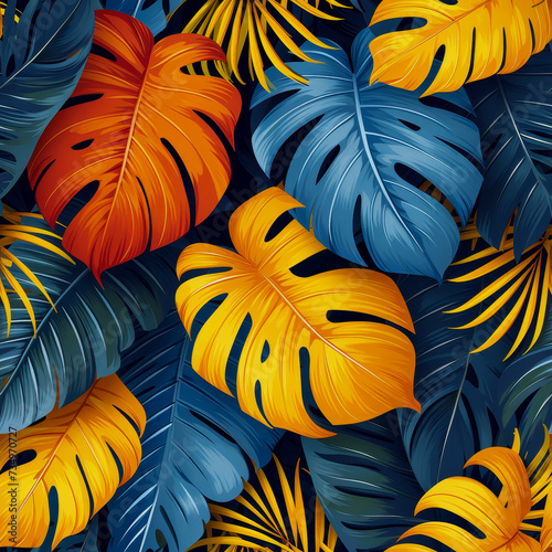 Leaves tropical rainforest  as frameless background  ai generated