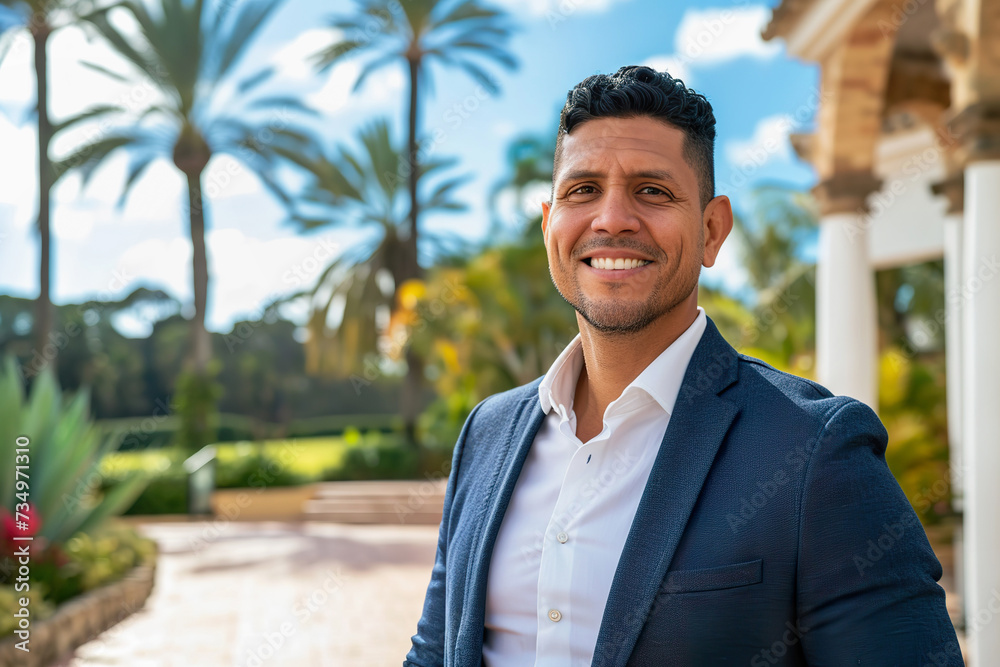Businessman in Tropical Resort or suburban villa
