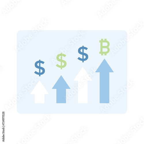 Business growth flat icon isolated on white background