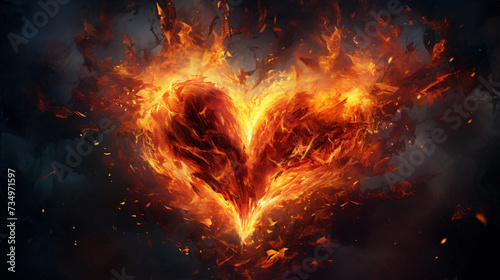 Fire burning heart.