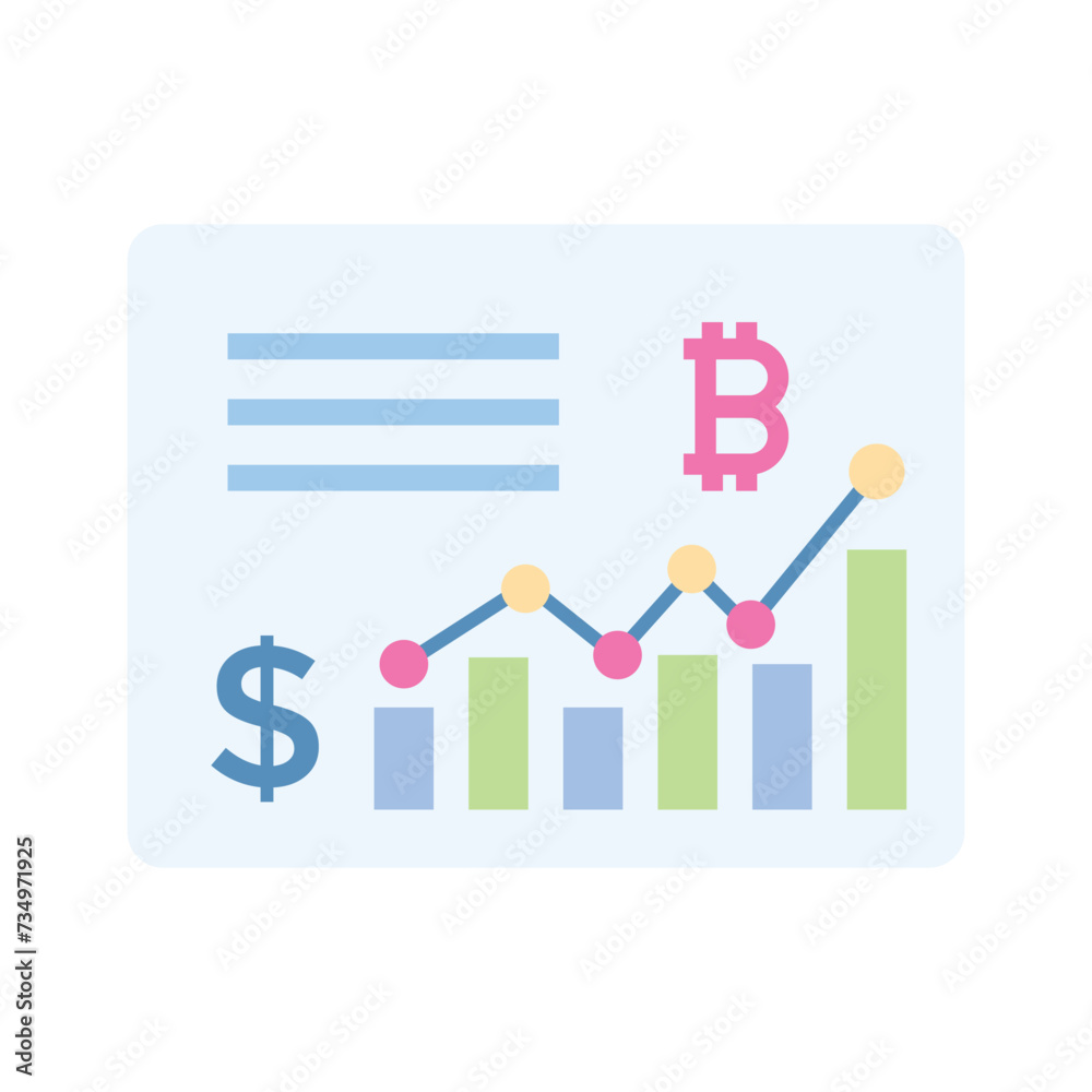 Business analysis, bitcoin chart, cryptocurrency market analysis vector design