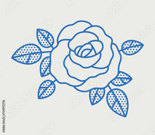 Rose flower. Line art, retro. Plants and herbs for cosmetics.