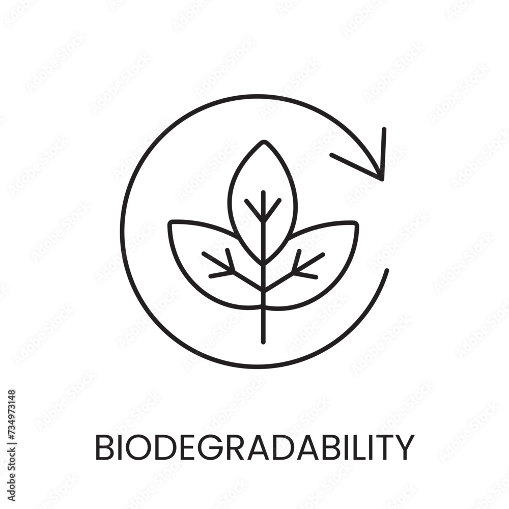 Biodegradable icon line vector with editable stroke for packaging.