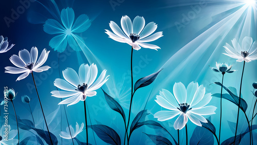 art background with transparent x ray flowers photo