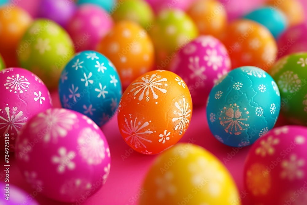 Easter egg pattern background with vibrant colors.