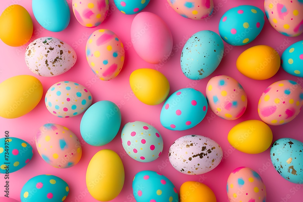Easter egg patterned background with vibrant hues.