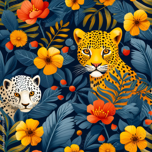 Tropical rainforest leopard as background, ai generated