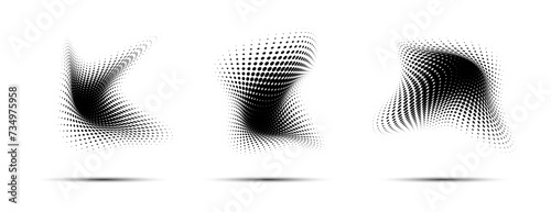 fluid halftone shapes isolated on white. Vector illustration