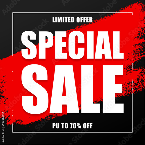 Special offer banner, hot sale, big sale, sale banner vector. Flash Sales banner template design for social media and website. Discount deal with special offer up to 70% off.