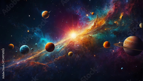 Universe  planet in space  illustration background. Generative AI