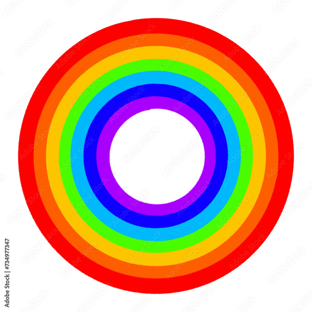 Circle, Hand drawing Rainbow colours, pencil illustration