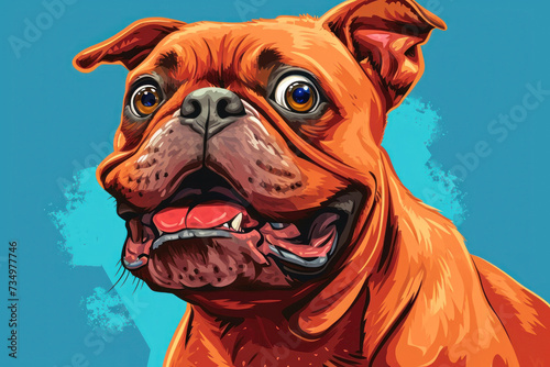 Boerboel portrait. Cartoon style illustration of a dog with a big nose.