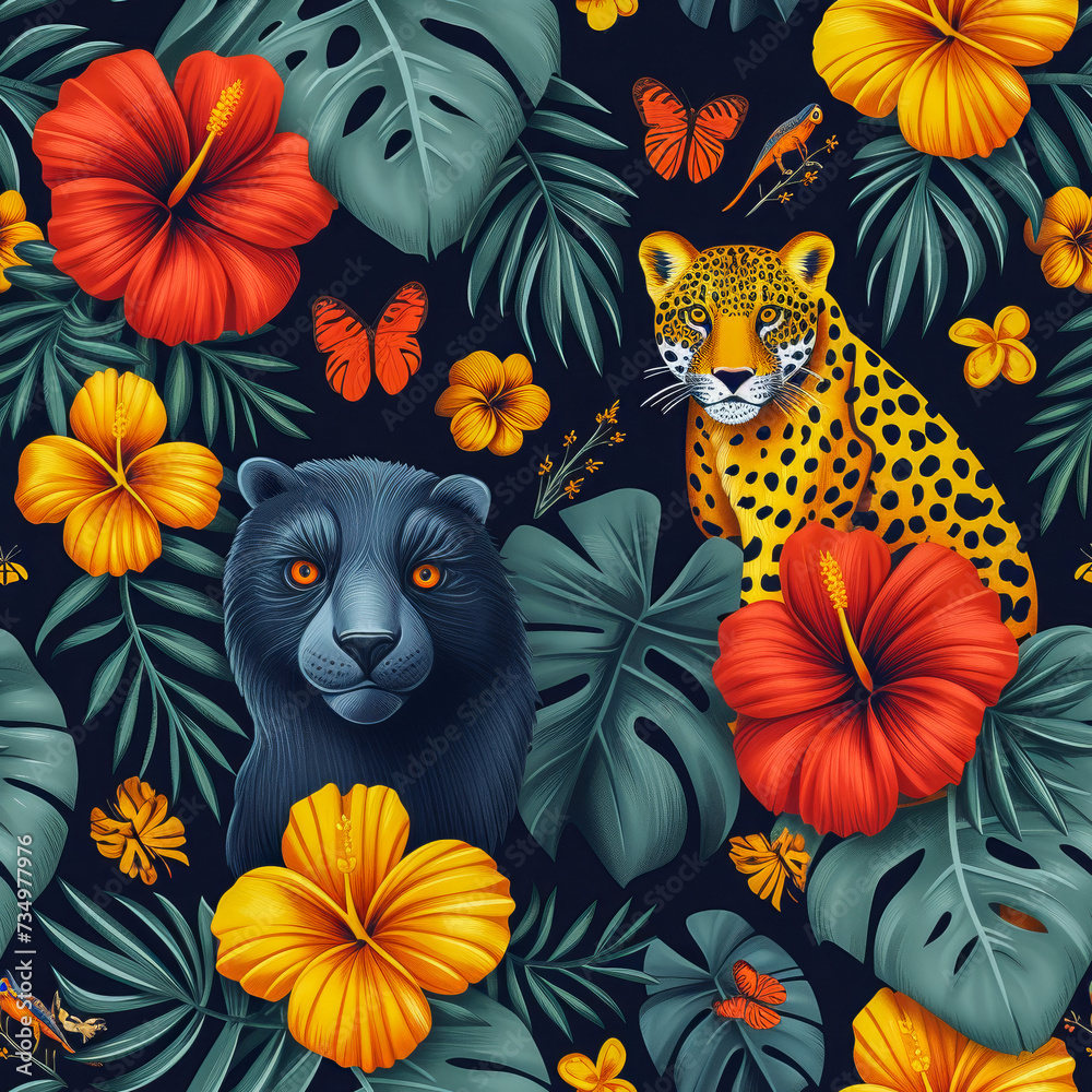Tropical rainforest leopard as background, ai generated Tropical rainforest leopard as background, ai generated