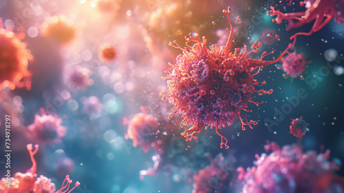 Immunovirus: A Three-Dimensional Illustration of Human Health and Disease in Microscopic Magnification © VICHIZH