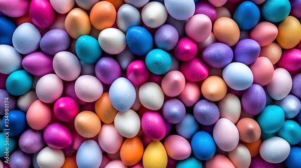 Easter background. Multi-colored Easter eggs close-up, pattern. Many colorful decorative eggs top view, festive spring bright abstract background Easter background. Multi-colored Easter eggs close-up, pattern. Many colorful decorative eggs top view, festive spring bright abstract background