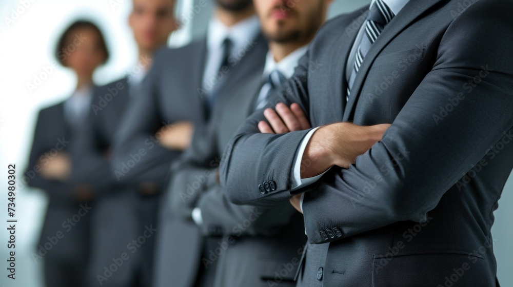 Businessmen with arms folded standing in office Businessmen with arms folded standing in office