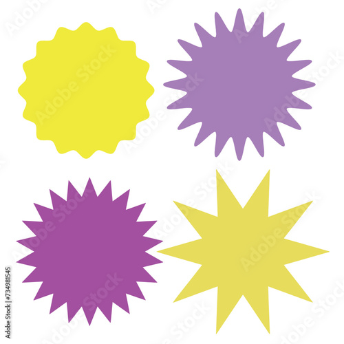 Set of blank star icons various shape isolated on white background. Vector illustration 