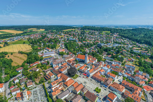 Bad Griesbach im Rottal in der Region Donau-Wald in Niederbayern von oben