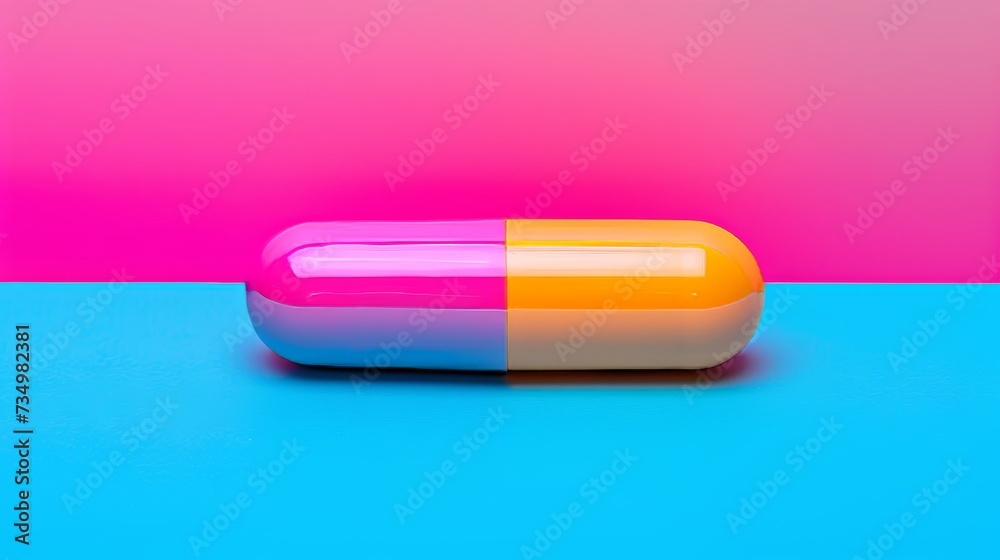 Vibrant yellow vitamin d or omega 3 softgel on soft pastel background with copy space. Vibrant yellow vitamin d or omega 3 softgel on soft pastel background with copy space.