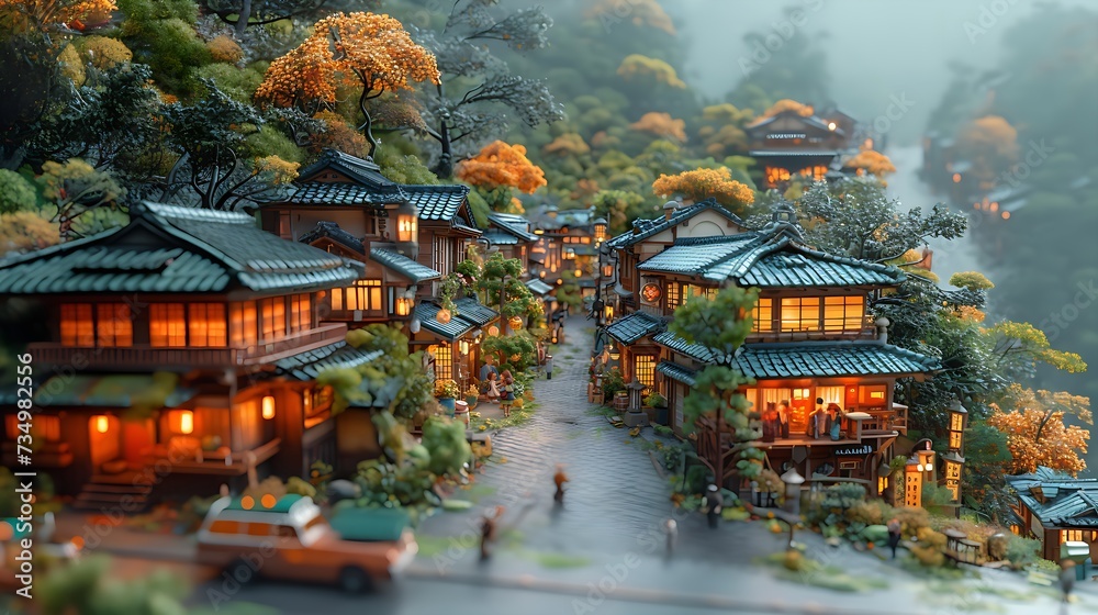 Obraz premium The lively streets and people of Japan Generative Al 