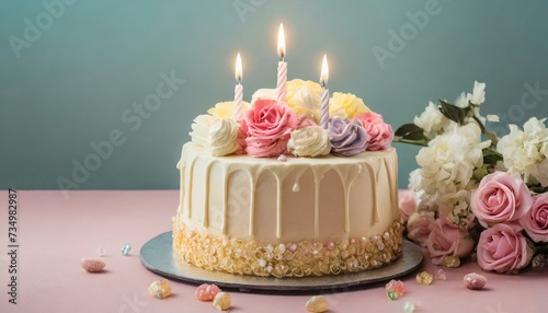 birthday cake with candles wallpaper  birthday cake with candles  birthday cake with candles on pastel blue background