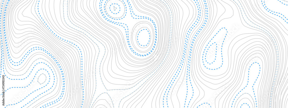 Wave topographic contour map, topographic wavy map doted line background. Abstract geographic wave grid line map. Geographic mountain relief background.