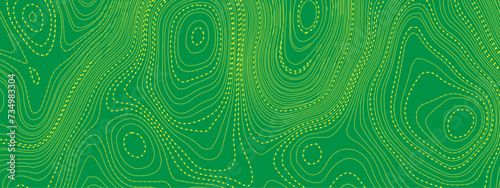 Abstract colorful green doted wavy  line topographic map and curved lines background. Abstract geographic wave grid line map. Abstract topography relief. vector illustration.