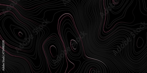 Abstract black and white wavy topography map background. Topography relief and topographic map wave line background.	