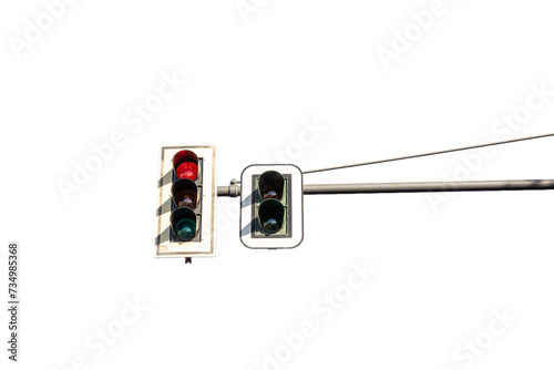 Red traffic light isolated on white transparent, stop sign PNG	