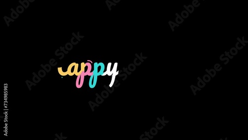 text happy easter animation with colorful color black screen