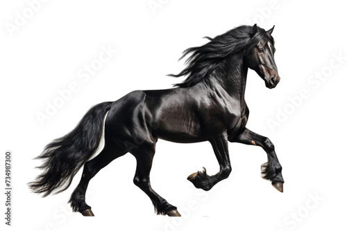 black horse prancing against the light, Isolated on transparent PNG background, Generative ai © anita