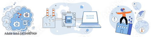 Smart industry vector illustration. Cloud computing, silent maestro, orchestrates harmonious chords smart industry In tapestry internet things, smart industry threads needle technological evolution