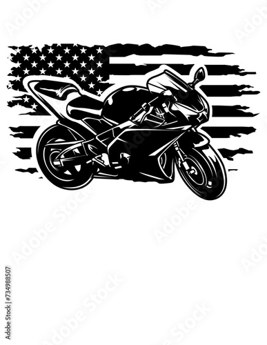 USA Sports Bike Illustration  Biker Cut File  US Biker  US Big Bike Vector  US Rider Clipart  US Rider  US Motorbike  US Motorbike Stencil