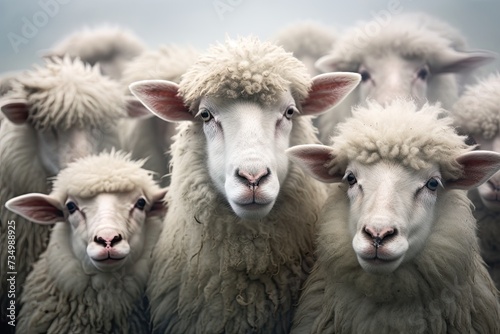 a group of sheep looking at the camera