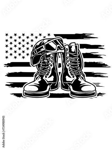 US Combat Boots Svg File || Military Combat Boots Svg || Army Combat Boots || Distressed US Flag svg || American Veteran  photo